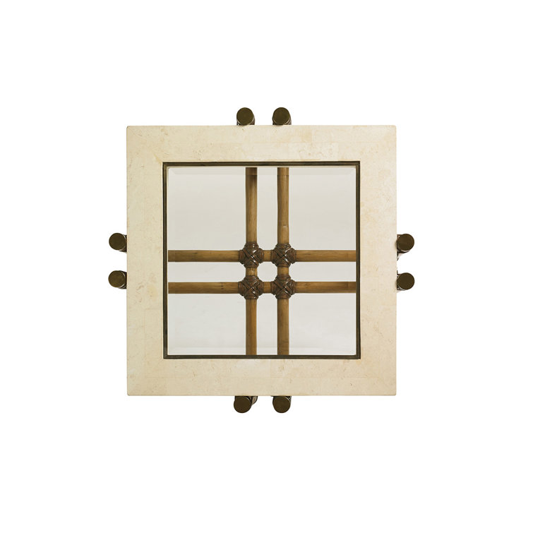 27'' Square Beige Wood & Metal Los Cabos Lamp Table