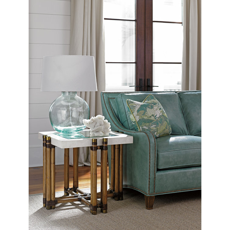27'' Square Beige Wood & Metal Los Cabos Lamp Table