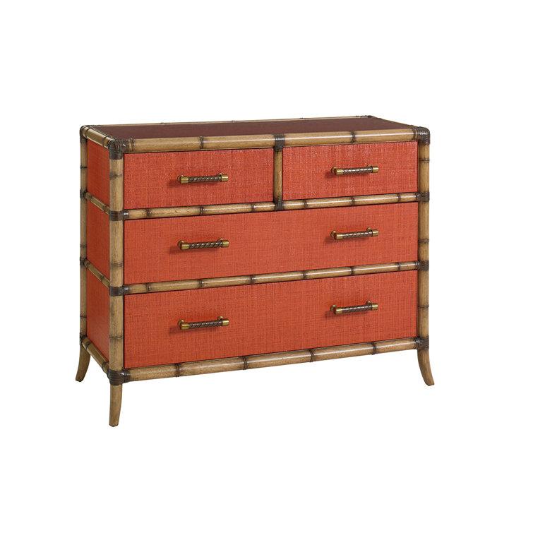 Bermuda Sands 44'' Red Coral Coastal 4-Drawer Chest