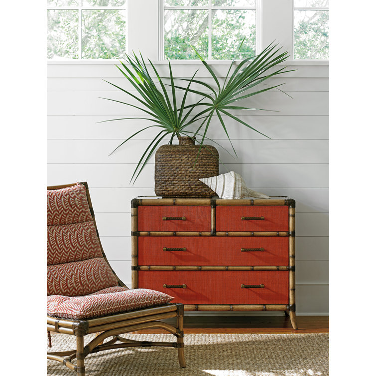 Bermuda Sands 44'' Red Coral Coastal 4-Drawer Chest