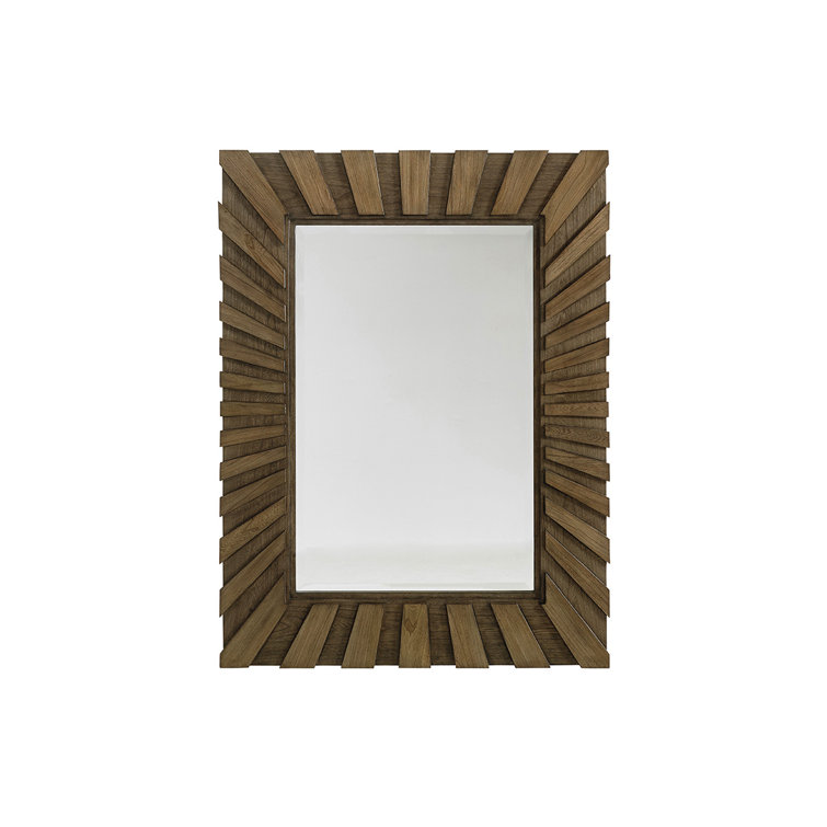 Transitional Hattaras Gray Driftwood Sunburst Rectangular Mirror
