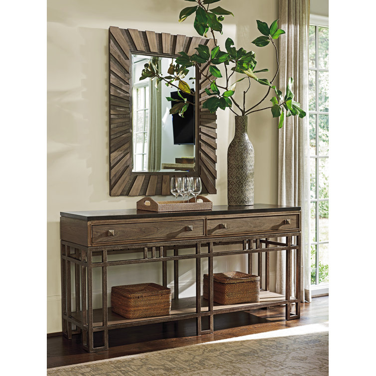 Transitional Hattaras Gray Driftwood Sunburst Rectangular Mirror