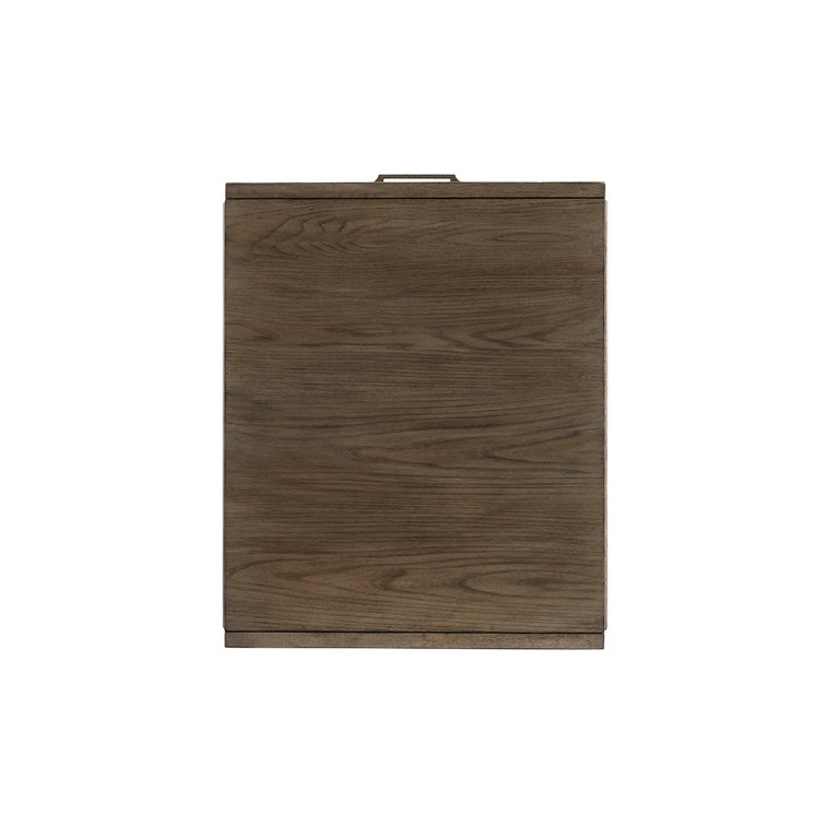 Gray Rectangular Wood and Stone Drawer End Table