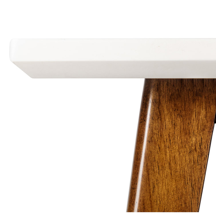Avenu Mid-Century Off-White and Pecan Square End Table