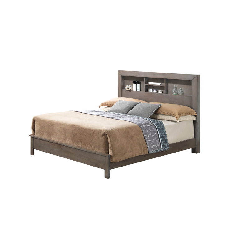 Burlington King Gray Wood Frame Bookcase Storage Bed
