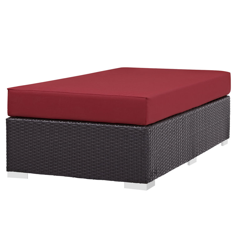 Convene Espresso Red Outdoor Patio Fabric Ottoman with Aluminum Frame