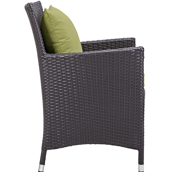 Espresso Peridot Wicker Rattan Outdoor Patio Armchair with Cushions