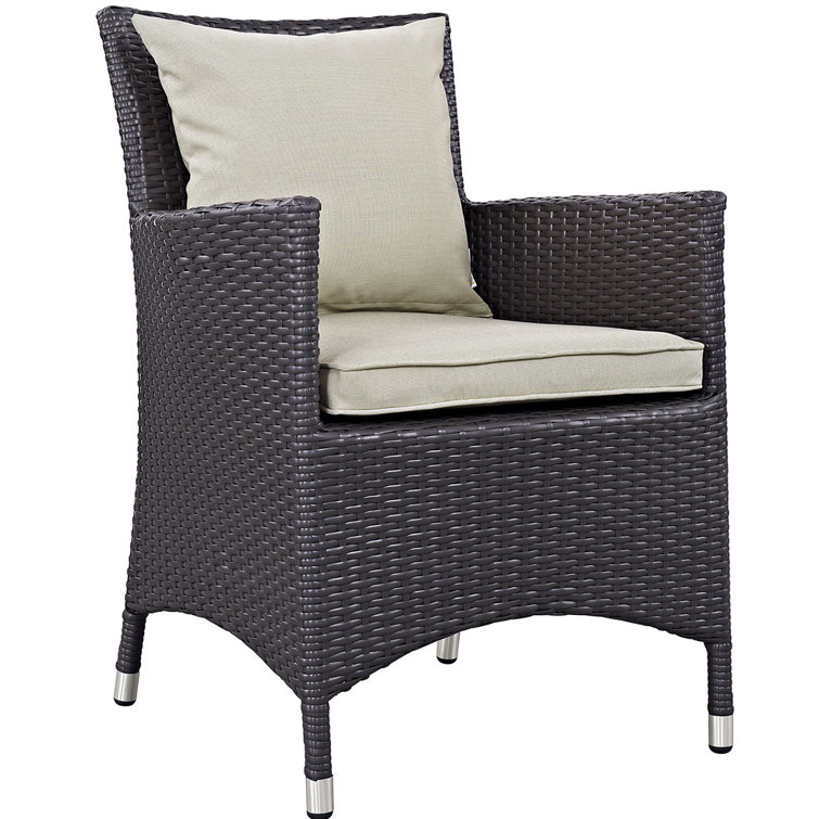Espresso Beige Outdoor Armchair with Off-White Cushions