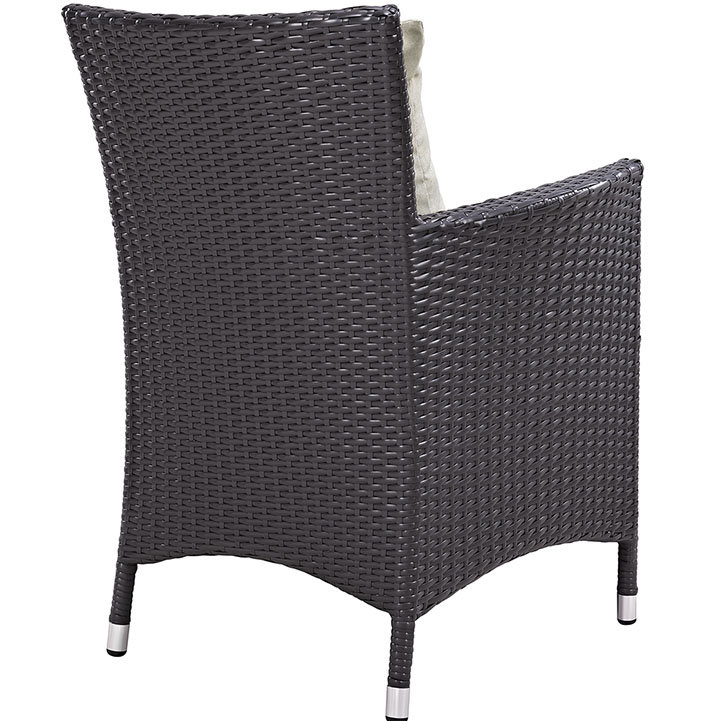 Espresso Beige Outdoor Armchair with Off-White Cushions