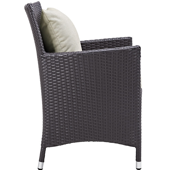 Espresso Beige Outdoor Armchair with Off-White Cushions