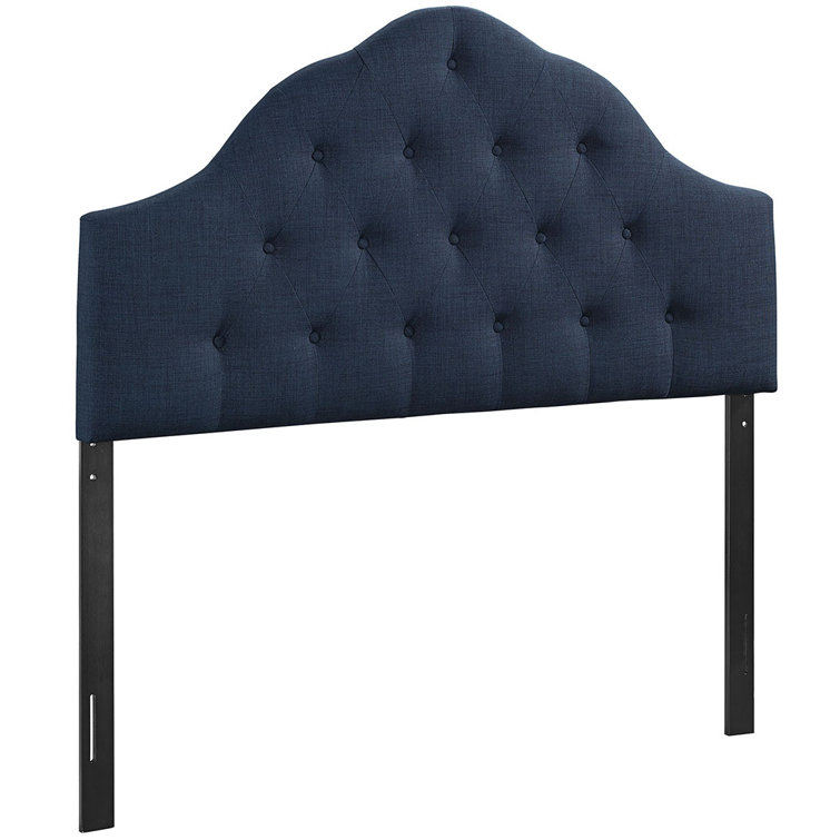 Gray Tufted Upholstered King Fabric Headboard