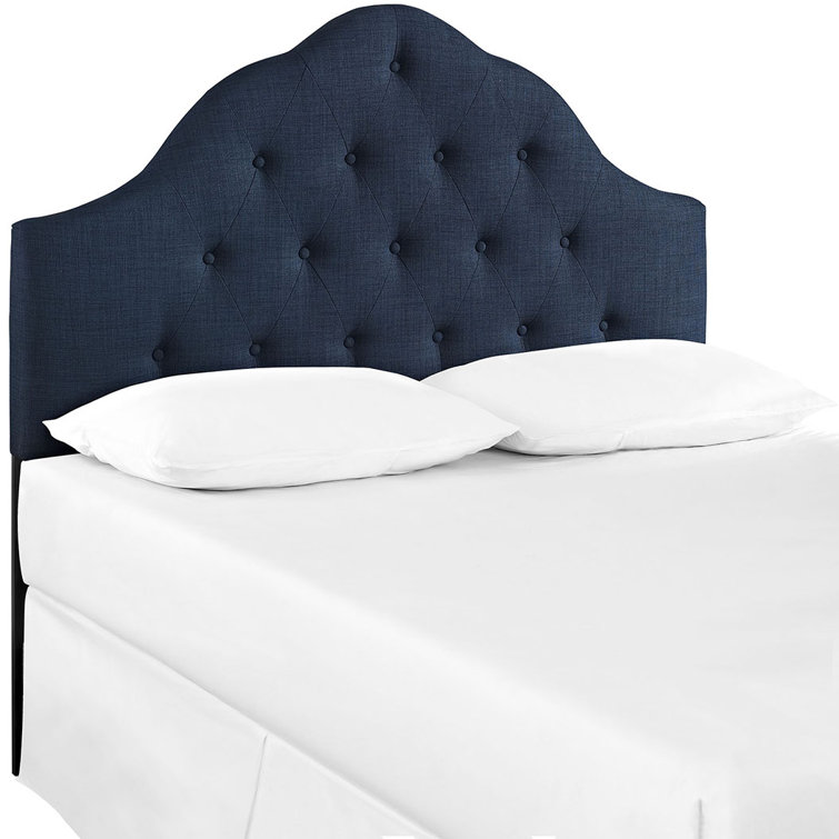 Gray Tufted Upholstered King Fabric Headboard