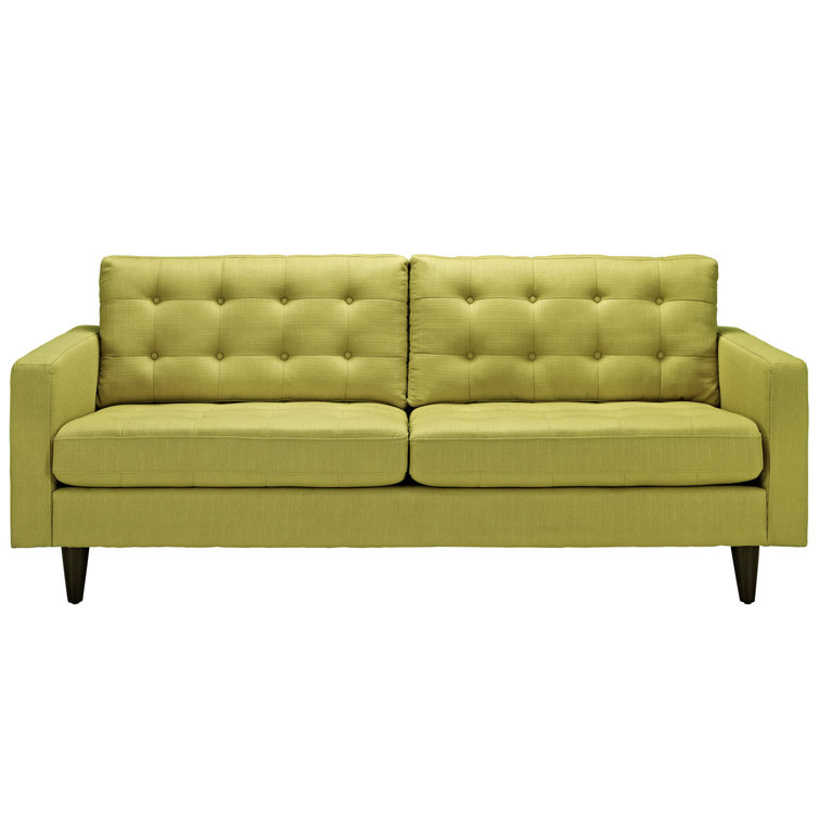 Empress Wheatgrass Tufted Fabric Sofa with Solid Wood Legs