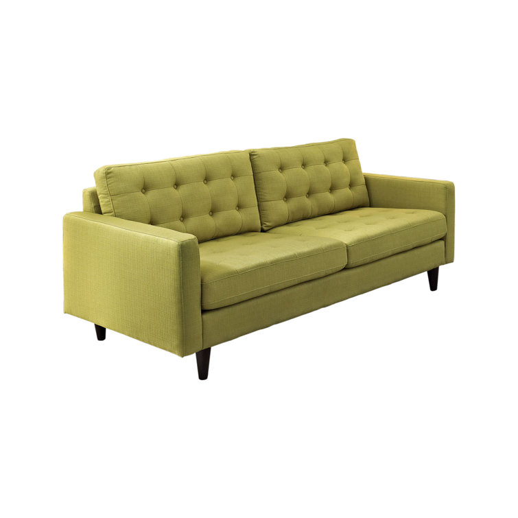 Empress Wheatgrass Tufted Fabric Sofa with Solid Wood Legs