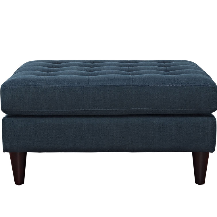 Azure Blue Tufted Polyester Cocktail Ottoman, 35.5"