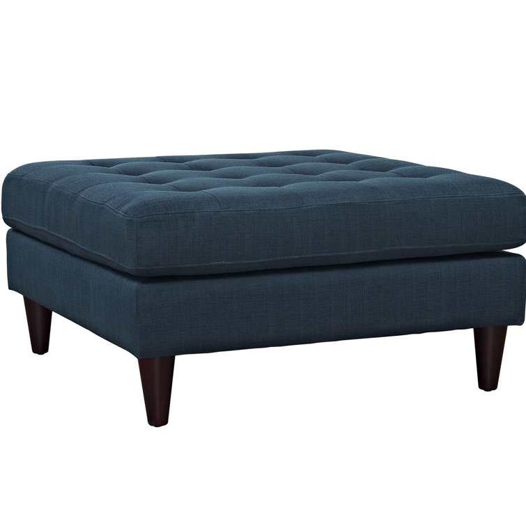 Azure Blue Tufted Polyester Cocktail Ottoman, 35.5"