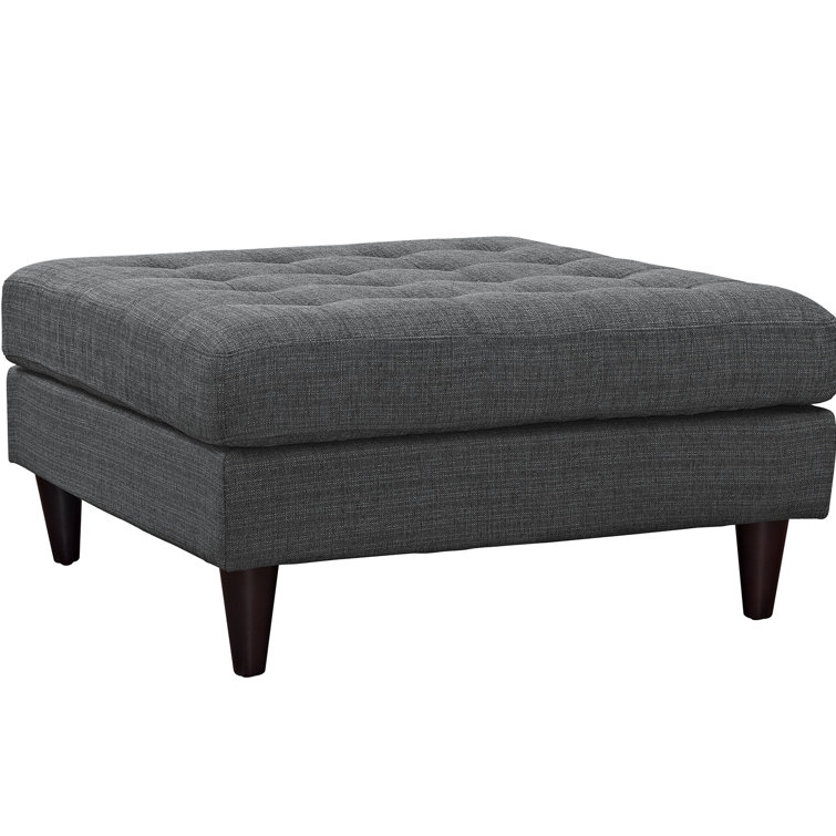 Granite Grey Tufted Cocktail Ottoman with Deeply Tufted Buttons