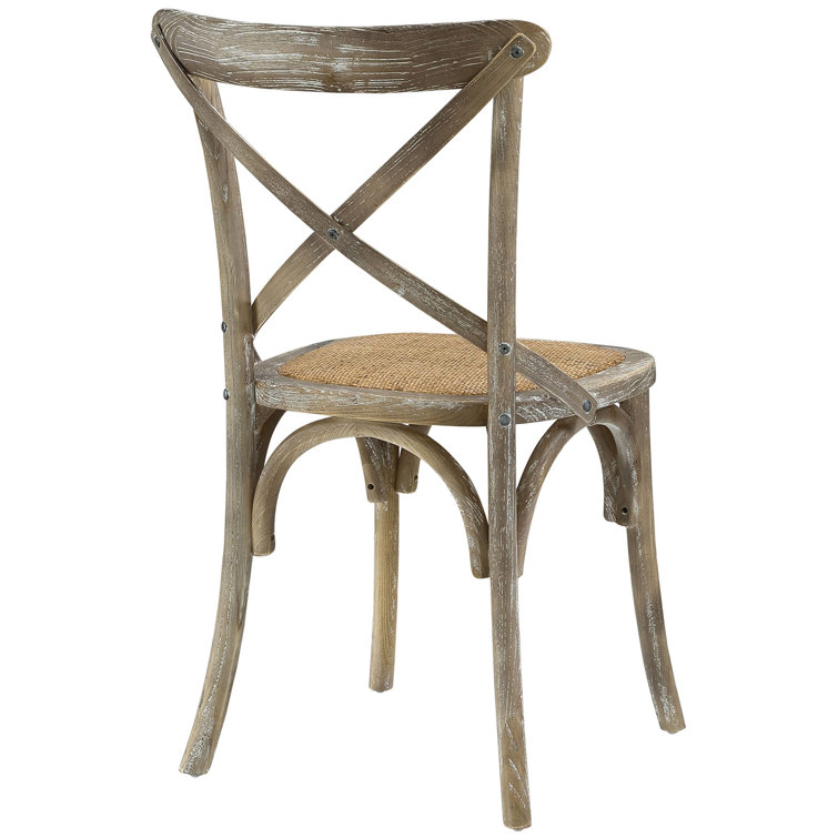 Rustic Gray Elm Wood Cross-Back Dining Side Chair