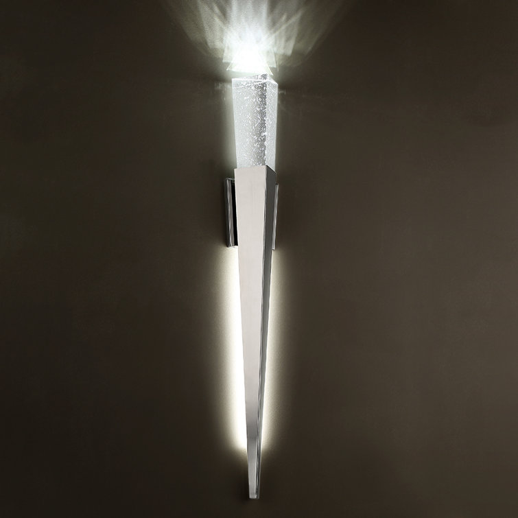 Polished Nickel LED Wall Sconce with Clear Seeded Glass