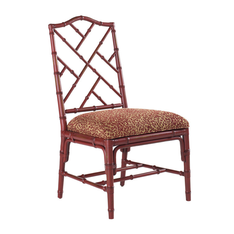 Sangria Red Rattan Cross Back Traditional Side Chair