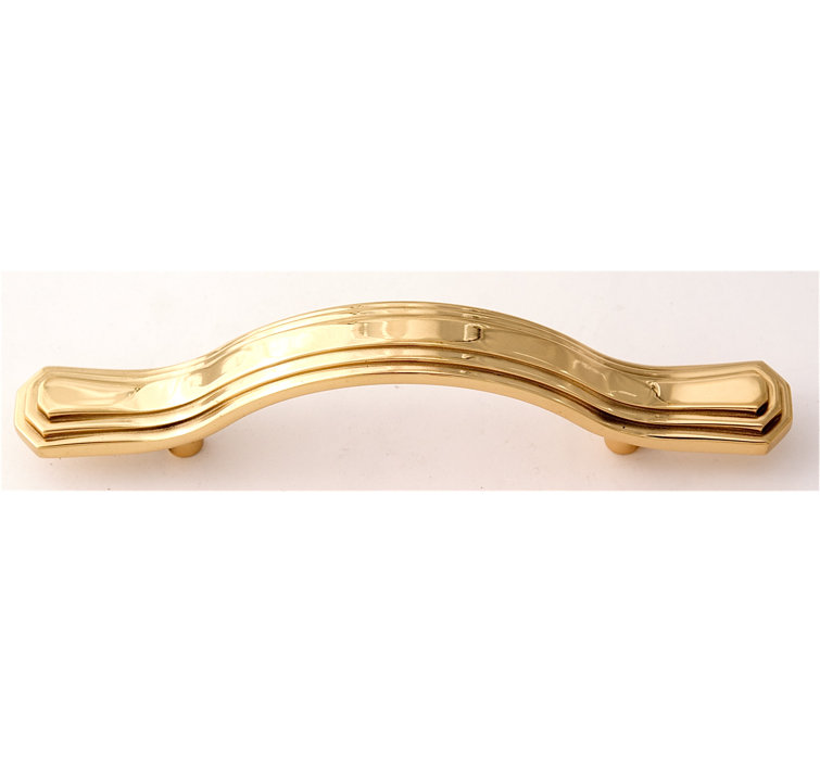 Polished Brass Geometric Arch Cabinet Pull with Mounting Hardware