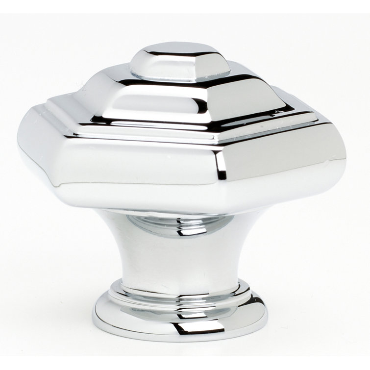 Polished Chrome Geometric Cabinet Knob with Mounting Hardware