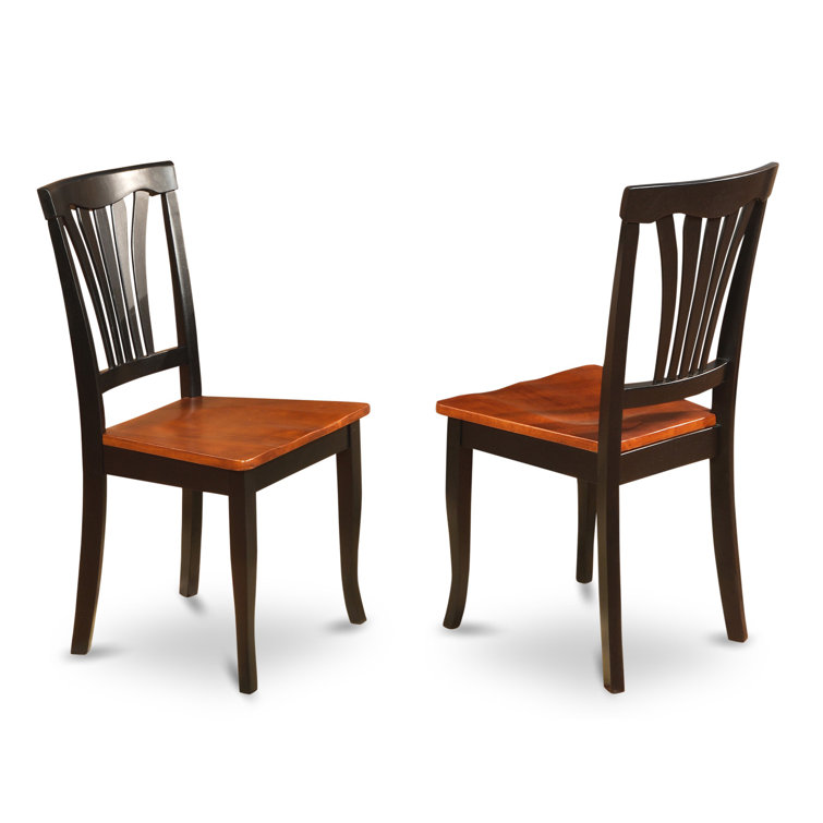 Black and Cherry Solid Wood Slat Back Side Chair Set