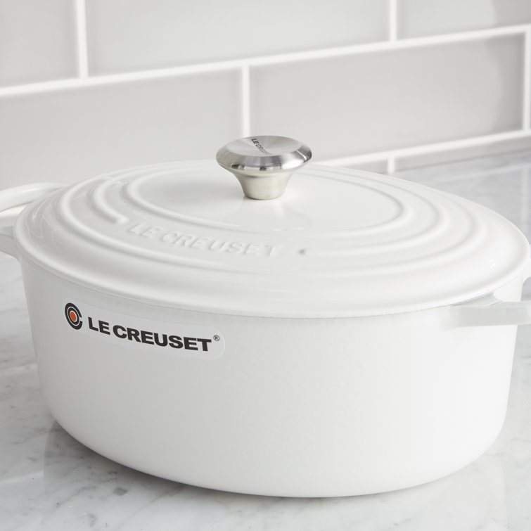 Elegant Oyster Black Enameled Cast Iron Oval Dutch Oven, 2.75 Qt