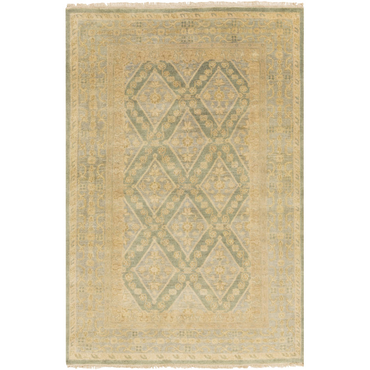 Aegean Blue 36"x24" Hand-Knotted Wool Rectangular Rug