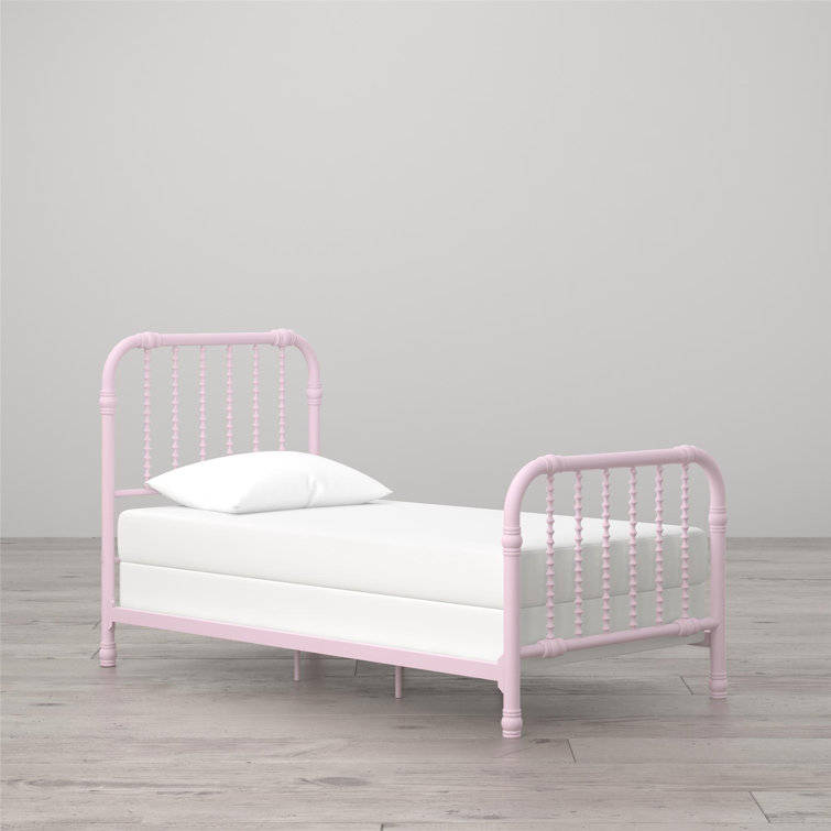 Gold Full Metal Bed with Scrollwork Headboard