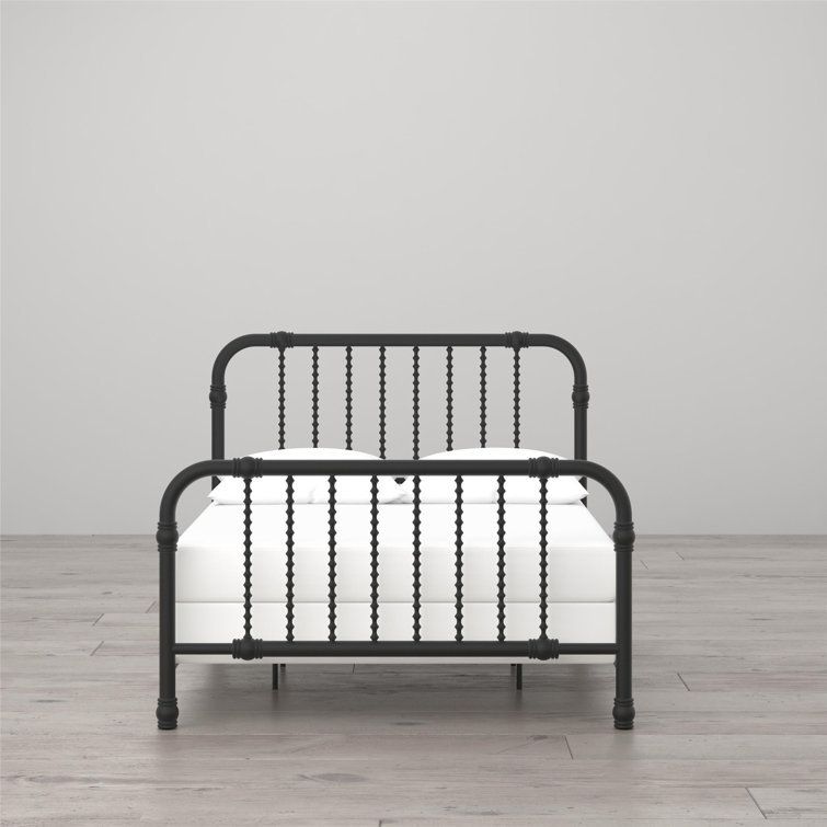 Gold Full Metal Bed with Scrollwork Headboard