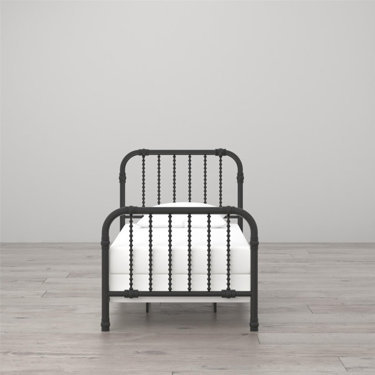 Gold Full Metal Bed with Scrollwork Headboard