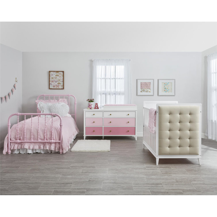 Gold Full Metal Bed with Scrollwork Headboard