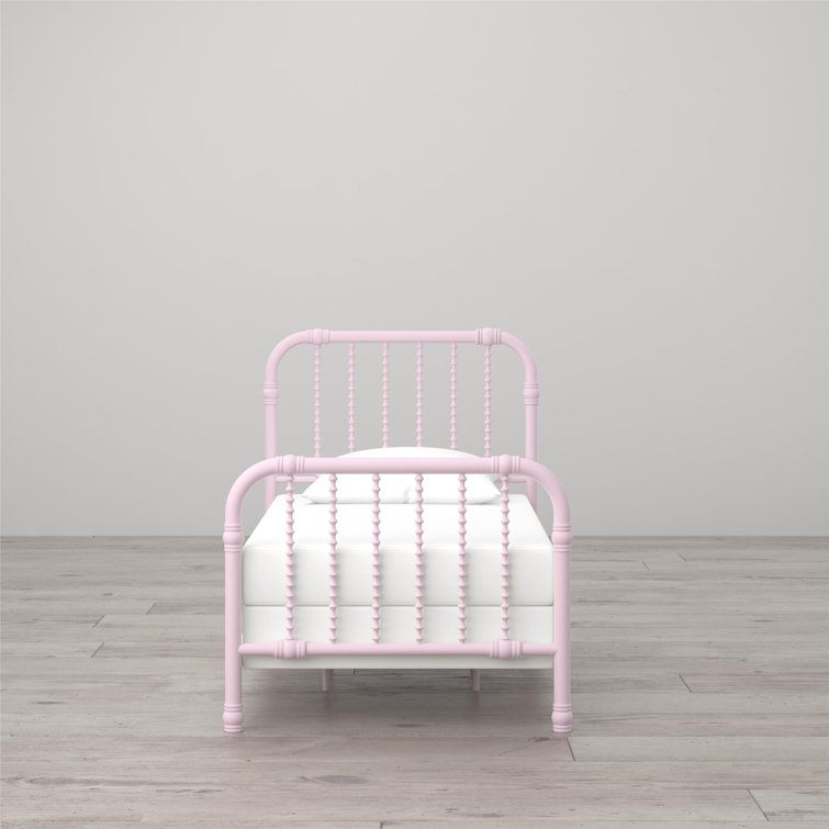 Gold Full Metal Bed with Scrollwork Headboard