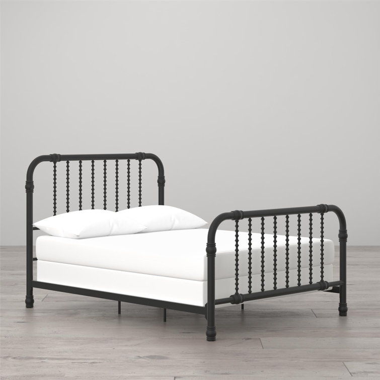 Gold Full Metal Bed with Scrollwork Headboard
