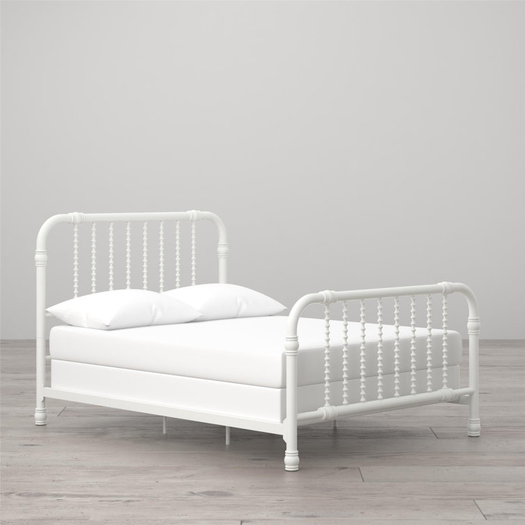 Gold Full Metal Bed with Scrollwork Headboard