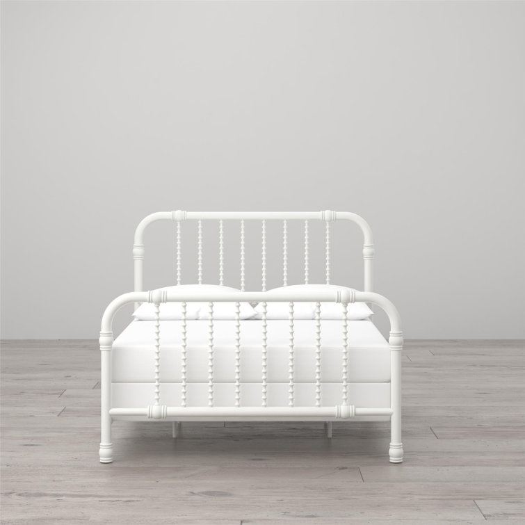 Gold Full Metal Bed with Scrollwork Headboard