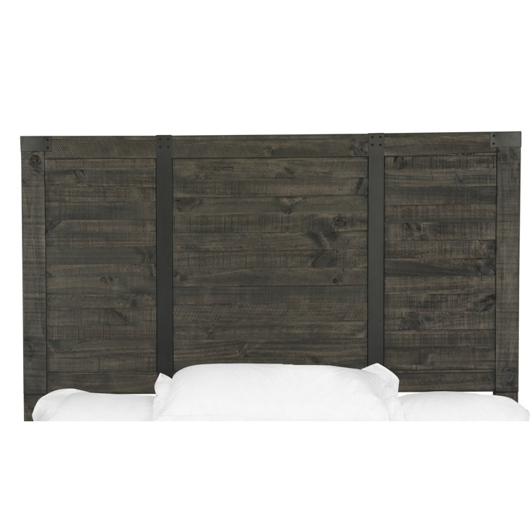 Abington Rustic Brown Wood and Metal Queen Panel Bed