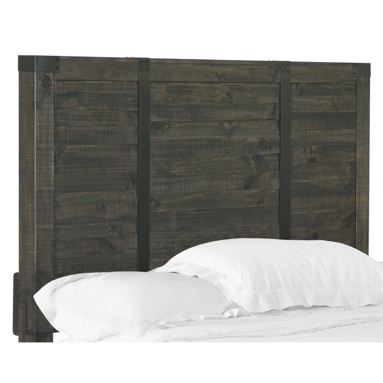 Abington Rustic Brown Wood and Metal Queen Panel Bed