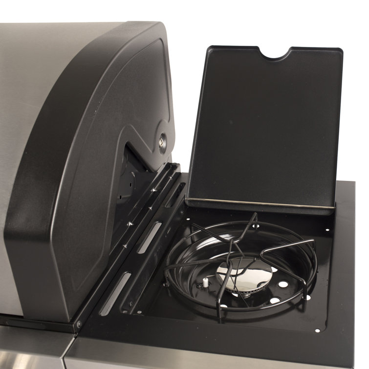 Stainless Steel Black 4-Burner Propane Gas Grill with Side Burner