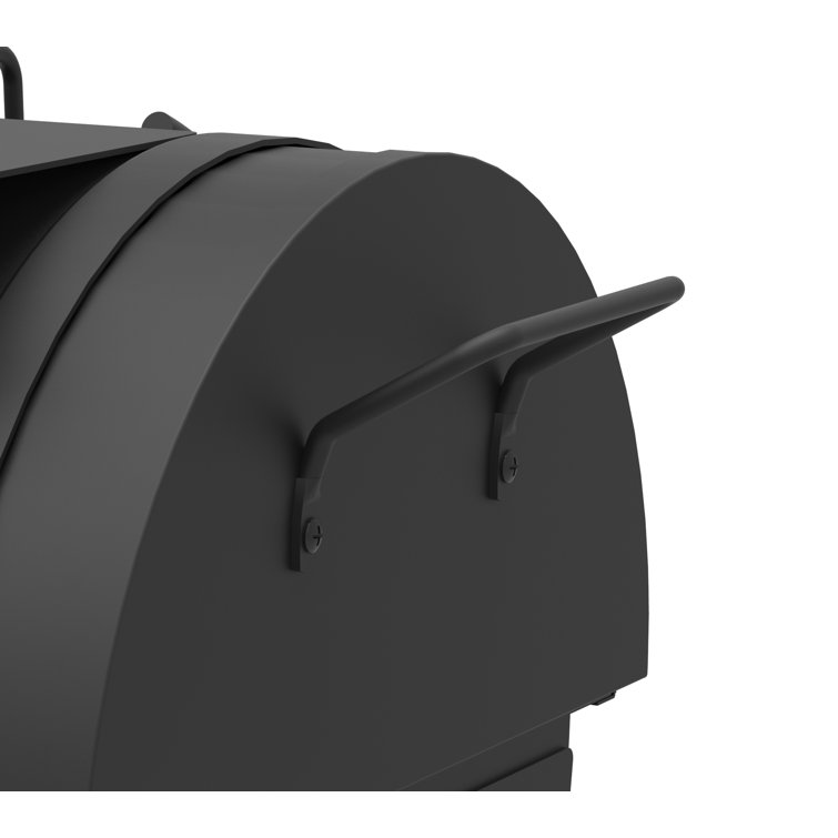Portable Black Steel Tabletop Charcoal Grill with Smoker