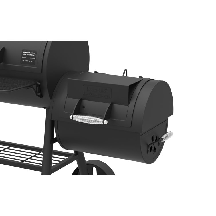 Portable Black Steel Tabletop Charcoal Grill with Smoker