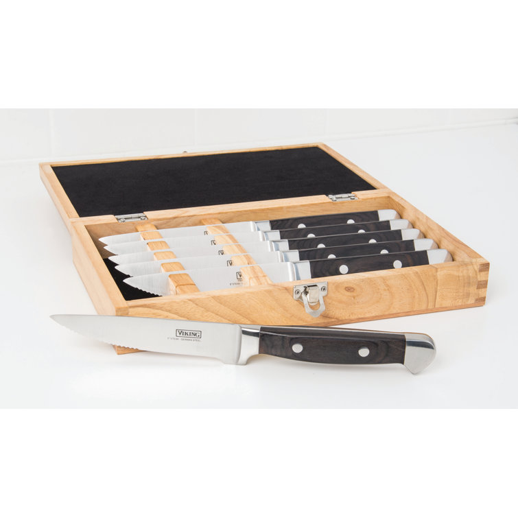 Viking Viking Steakhouse Pakka Wood 6-Piece Steak Knife Set with Wooden Box (Set of 6)