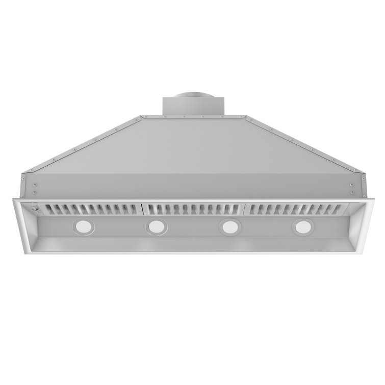 46-Inch Brushed Stainless Steel Range Hood Insert with LED Lighting