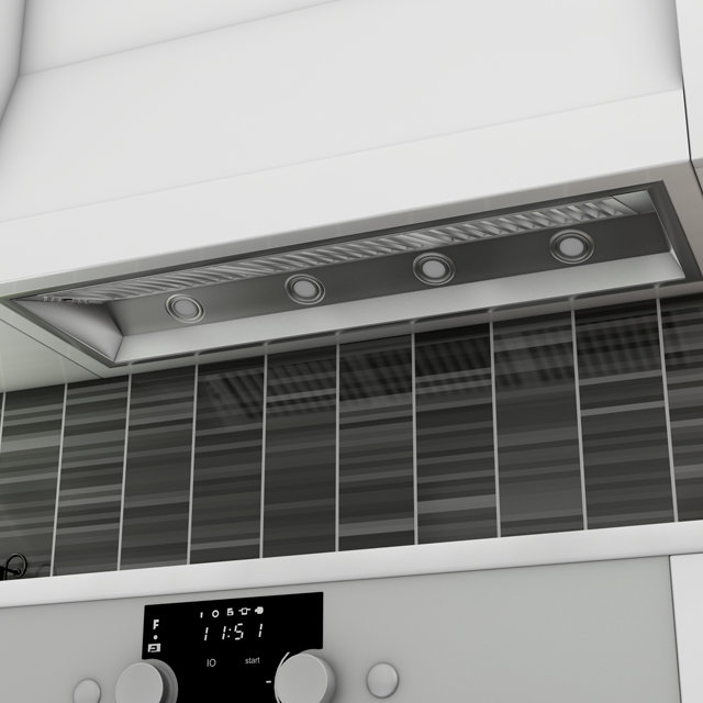 46-Inch Brushed Stainless Steel Range Hood Insert with LED Lighting
