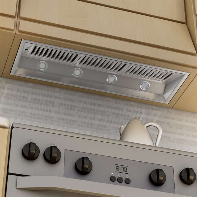 46-Inch Brushed Stainless Steel Range Hood Insert with LED Lighting