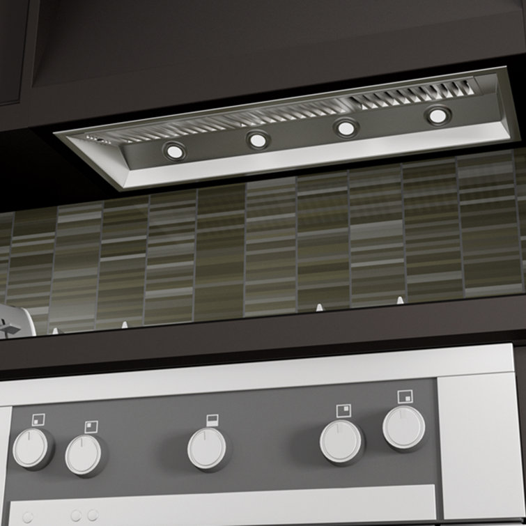 46-Inch Brushed Stainless Steel Range Hood Insert with LED Lighting