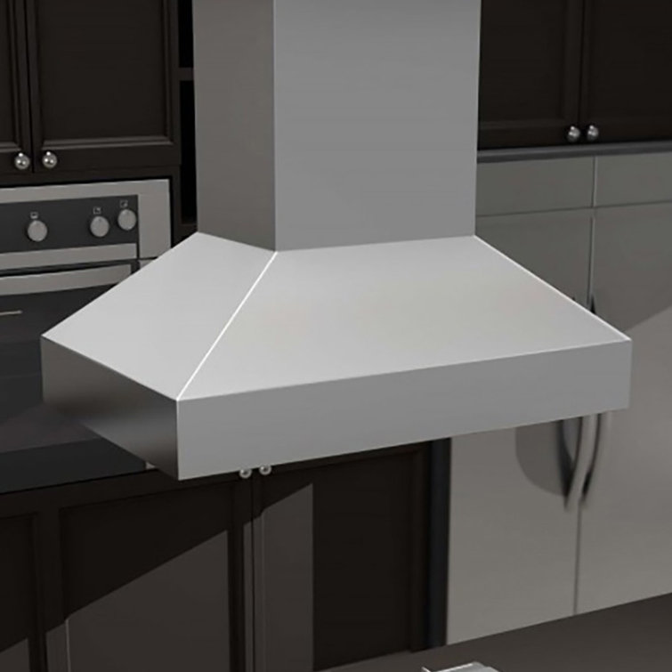 36'' Stainless Steel Convertible Island Range Hood with Charcoal Filter