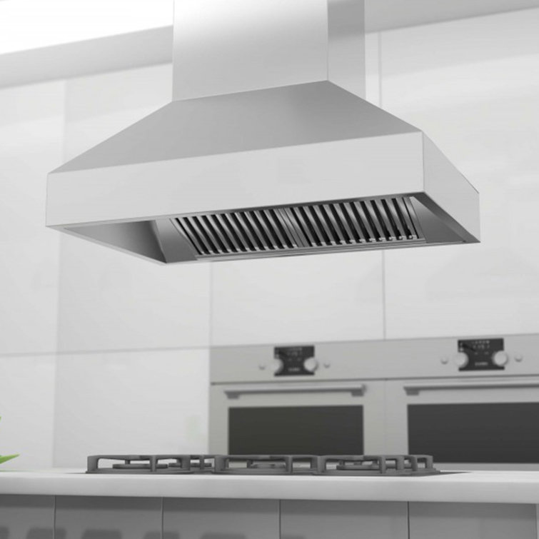36'' Stainless Steel Convertible Island Range Hood with Charcoal Filter
