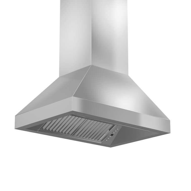 36'' Stainless Steel Convertible Island Range Hood with Charcoal Filter